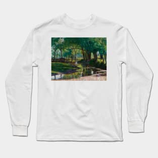 Green Landscape with a Stream by Wladyslaw Podkowinski Long Sleeve T-Shirt